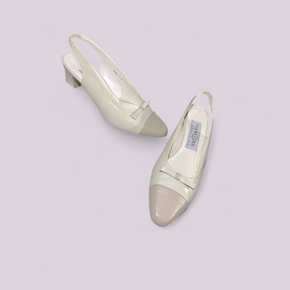 Vintage Leather Slingback Kitten Heel Sandals Neutrals Size 7.5 Women’s - Picture 8 of 10